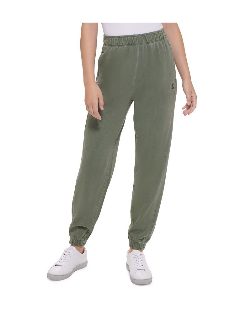 Women's Cotton High-Rise Jogger Pants Green $22.75 Pants