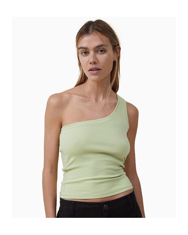 Women's Jamie One Shoulder Camisole Top Light Lime $13.50 Tops