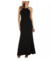 Women's Rhinestone-Trim-Neck Scuba Crepe Gown Black $65.91 Dresses