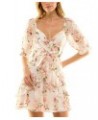 Juniors' Floral-Print Chiffon Ruffled Fit & Flare Dress Pink/white $23.60 Dresses