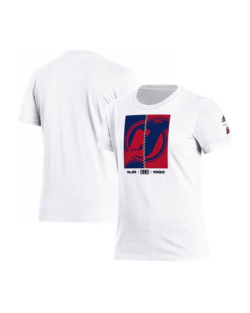 Women's White New Jersey Devils Reverse Retro 2.0 Playmaker T-shirt White $17.15 Tops