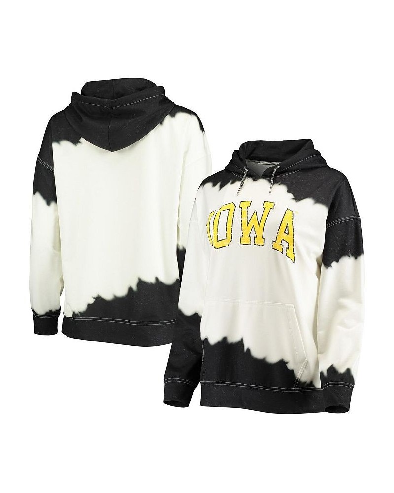 Women's White Black Iowa Hawkeyes For the Fun Double Dip-Dyed Pullover Hoodie White $26.65 Sweatshirts